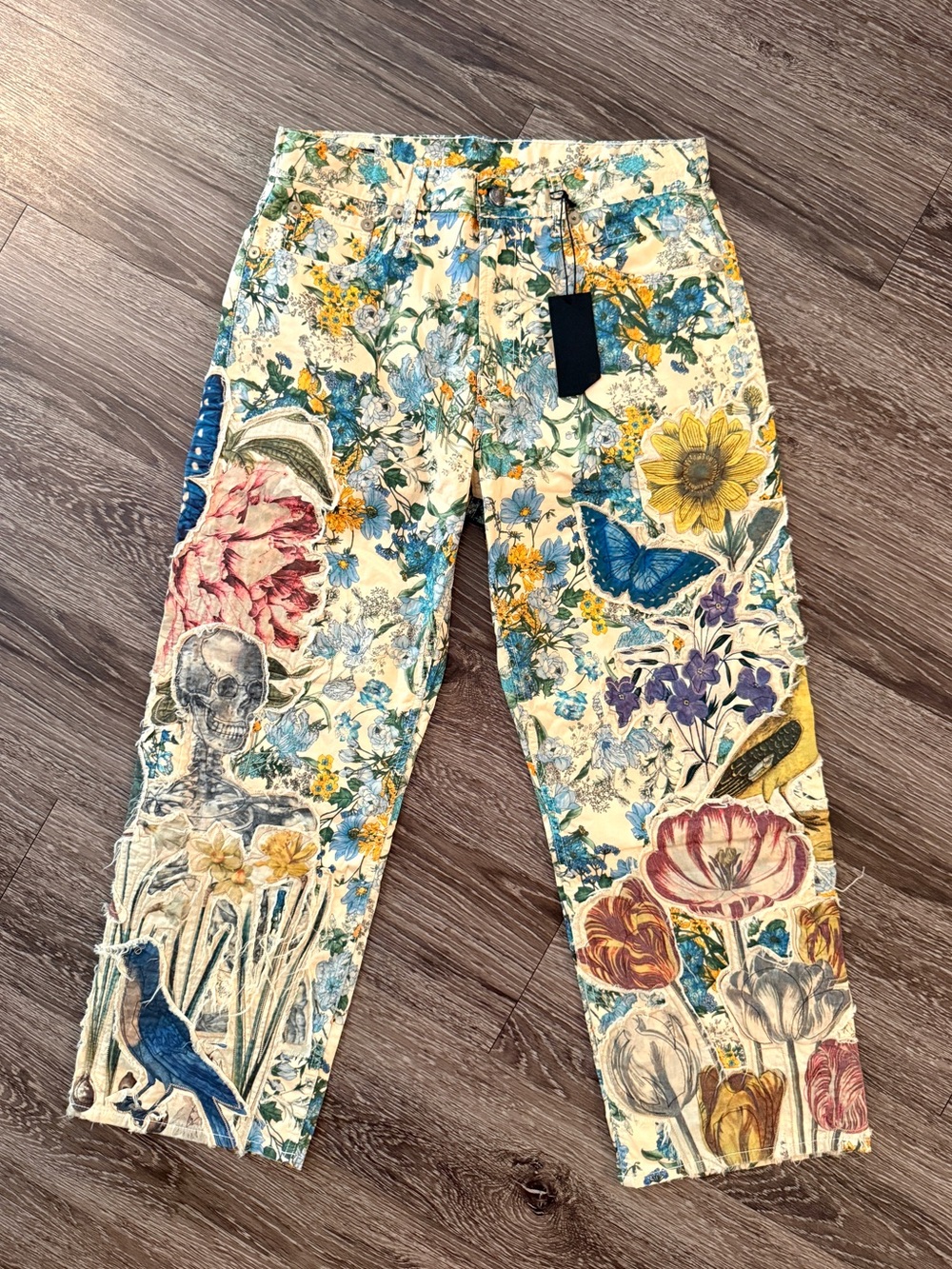 R13 Floral Appliqué X-Boyfriend Pant New